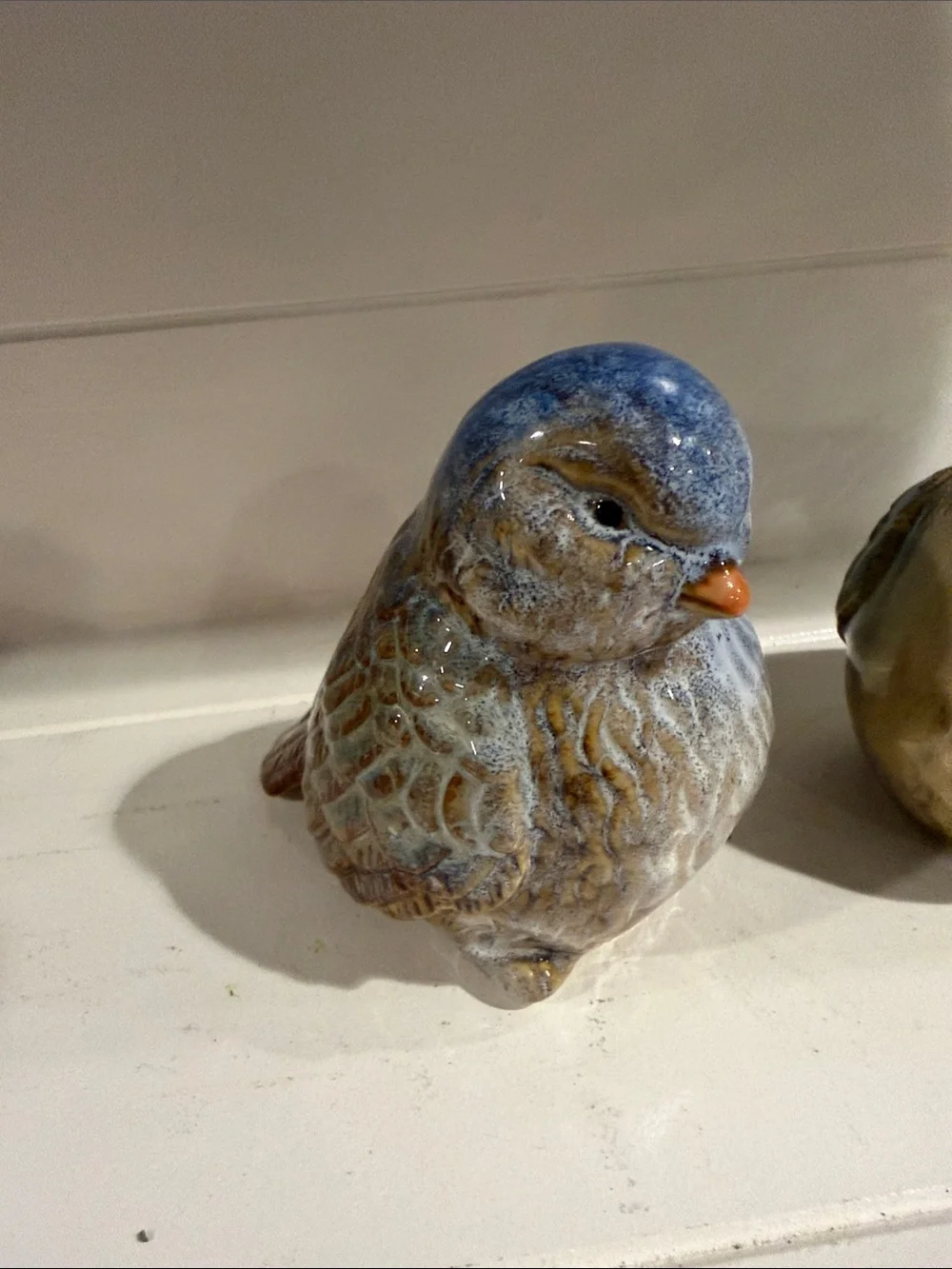 Ceramic Vintage  Decorative Bird Figurines - Blue & Brown